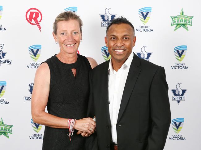 Victoria State Cricket and Media Awards. Cricket Victoria assistant coach Dulip Samaraweera (right), a coach of cricket star Ellyse Perry & Cathryn FitzpatrickCathryn.