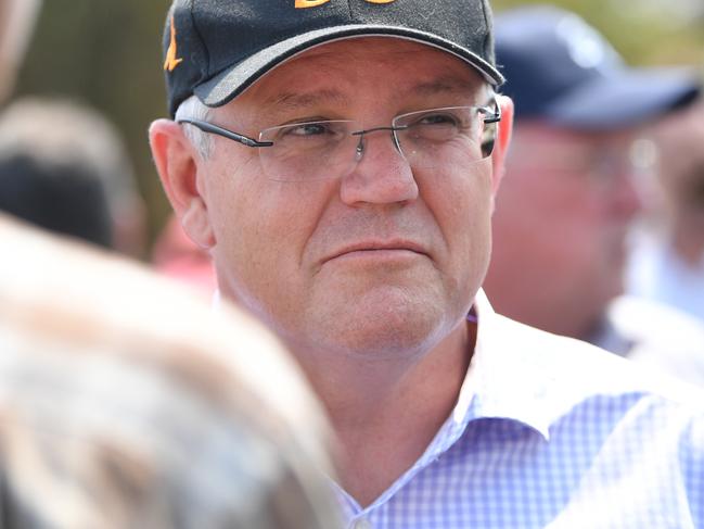 Prime Minister Scott Morrison speaking to the media on Kangaroo Island today. Picture: AAP Image/David Mariuz