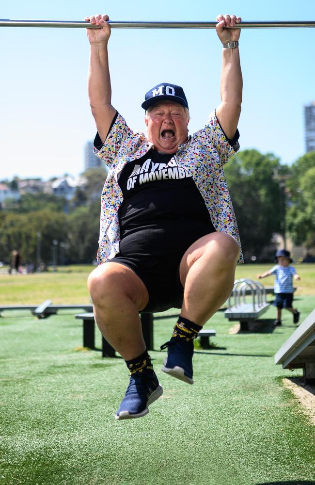 Jono Coleman posing for a portrait at an open air gym in Rushcutters Bay Park for Movember. Coleman recently found out his cancer is back and he is on a weight loss mission. (Photo by James Gourley/The Daily Telegraph)