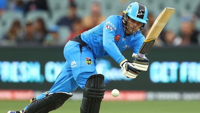 Alex Carey flicks the ball off his pads against the Melbourne Stars at Adelaide Oval last season. Picture: Robert Cianflone (Getty Images)