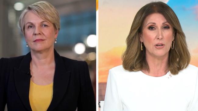 Labor MP Tanya Plibersek and Sunrise host Natalie Barr. Picture: Seven