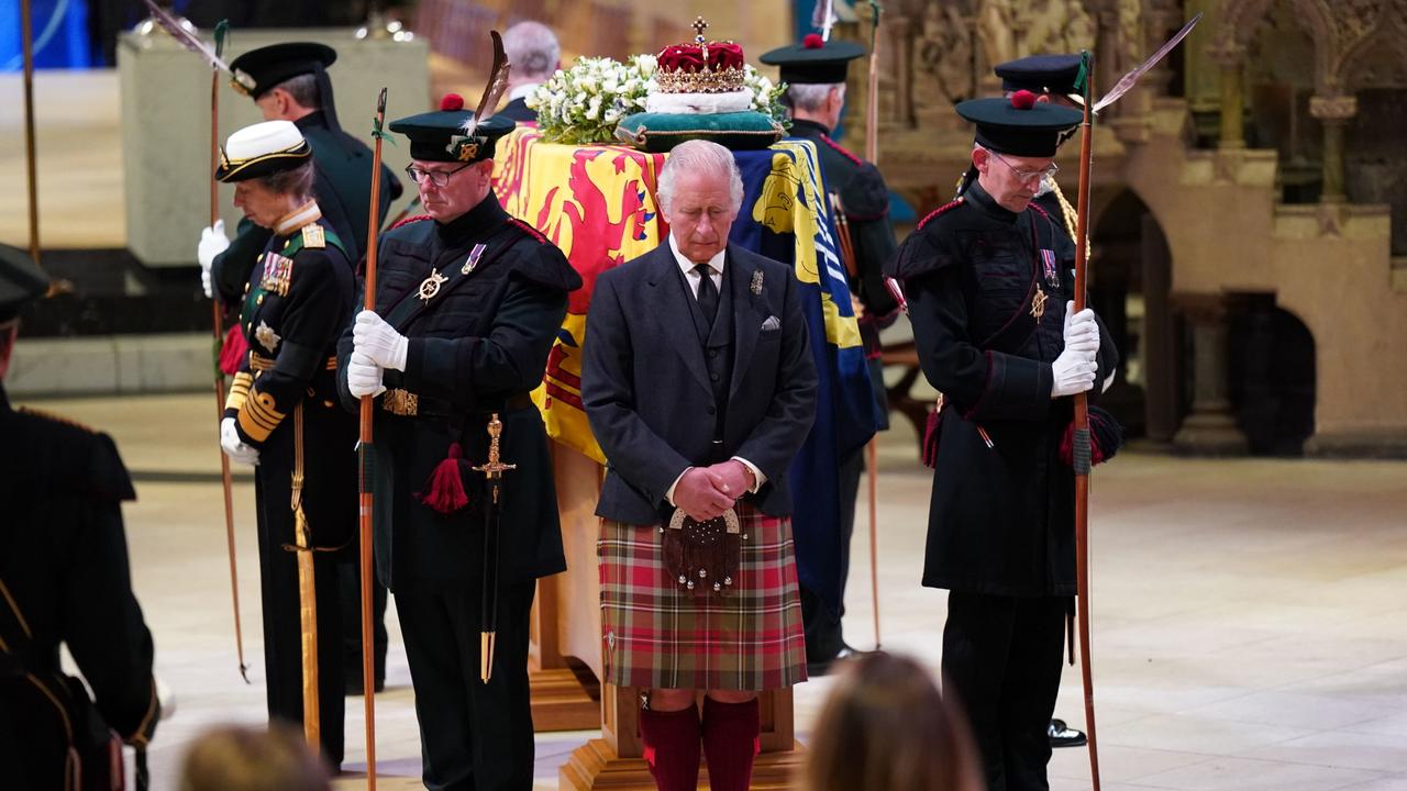 King Charles III, Prince Edward, Duke of Wessex, Princess Anne, Princes Royal and Prince Andrew, Duke of York all hold vigil. Picture: Jane Barlow - WPA Pool/Getty