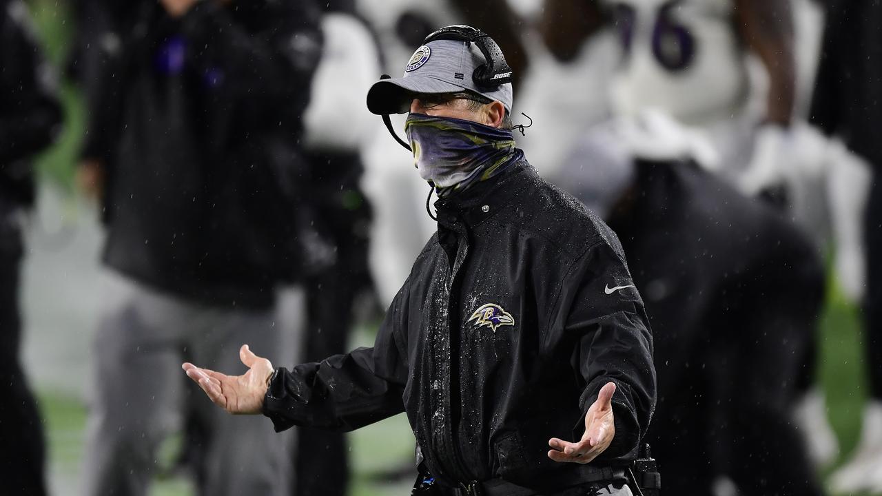 Ravens Head coach John Harbaugh found himself at the centre of an ugly pre-game moment.