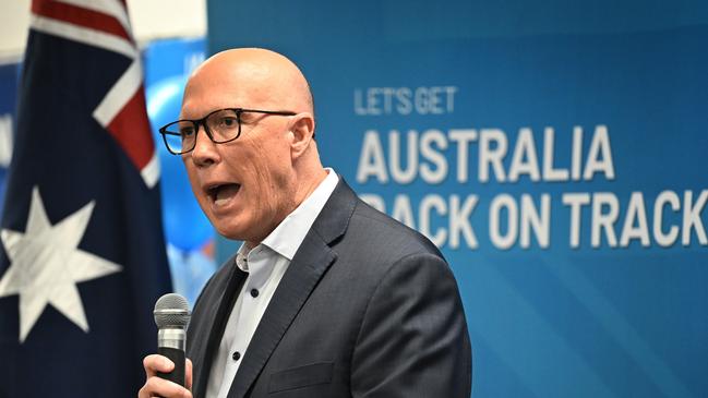Mr Dutton lays out his plan to ‘get Australia back on track’. Picture: Dan Peled/Getty Images