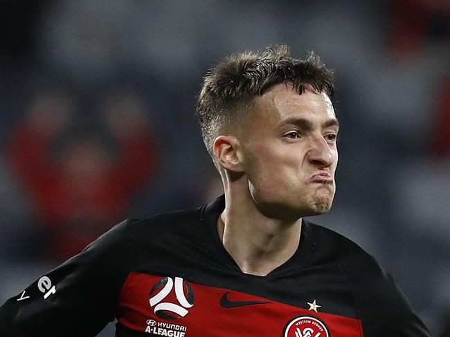 *APAC Sports Pictures of the Week - 2020, August 17* - SYDNEY, AUSTRALIA - AUGUST 12: Jordan O'Doherty of the Wanderers celebrates after scoring his teams second goal during the round 24 A-League match between the Western Sydney Wanderers and the Melbourne Victory at Bankwest Stadium on August 12, 2020 in Sydney, Australia. (Photo by Ryan Pierse/Getty Images)