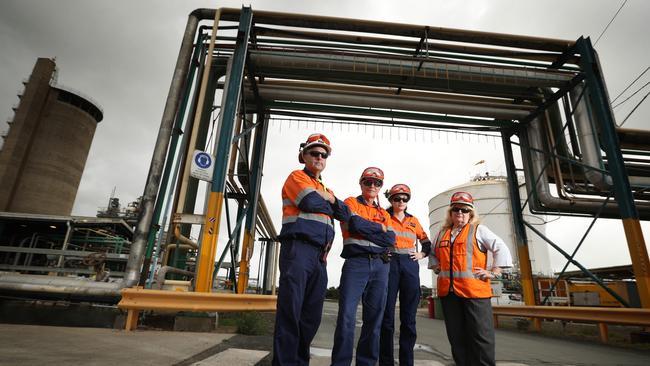 Incitec Pivot workers inside Incitec Pivot's Gibson Island ammonia plant. Lyndon Mechielsen/The Australian