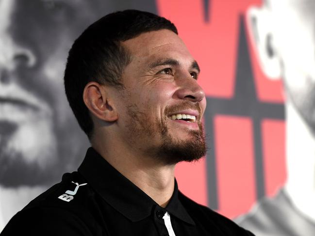 LEEDS, ENGLAND - JANUARY 24: Sonny bill Williams of Toronto Wolfpack reacts during the 2020 Betfred Super League Launch at Emerald Headingley Stadium on January 24, 2020 in Leeds, England. (Photo by George Wood/Getty Images)