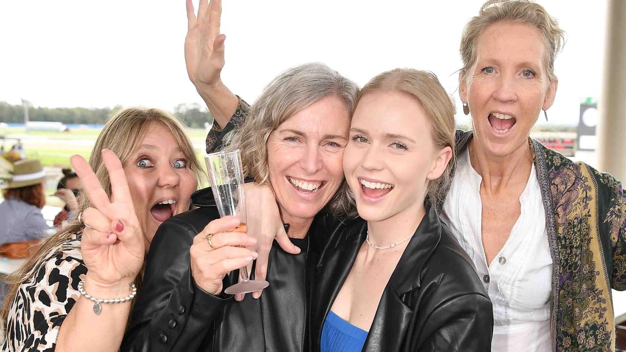 Carolyn Richards, Kylee Rawlings, Georgie Rawlings and Jacquie Terry at the Noosa Cup Race Day. Picture: Patrick Woods.