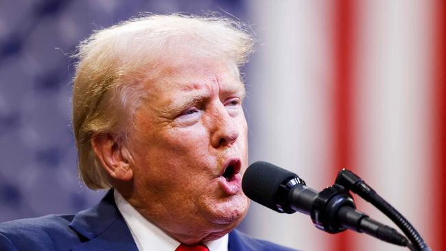 Republican presidential nominee, former US President Donald Trump speaks at a rally at the Brick Breeden Fieldhouse at Montana State University. Picture: AFP