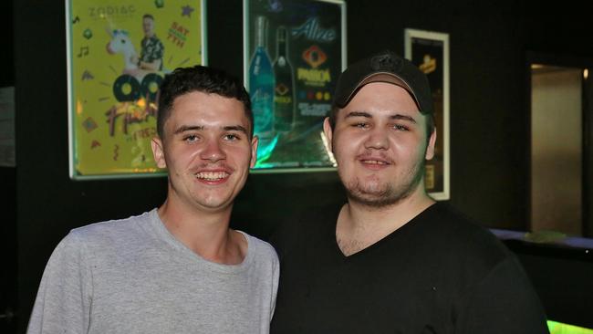 L-R Leyton Merton and Tyrin Connglen at Zodiac Nightclub.Photo Liam Fahey / Morning Bulletin