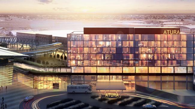 An artist impression of the Adelaide Airport Hotel under construction.