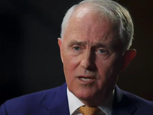 Former prime minister Malcolm Turnbull pictured during his interview on ABC's 7.30.