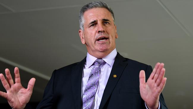 Queensland Shadow Minister for Police Dale Last speaks during a press conference at Parliament House. Picture: NCA NewsWire / Dan Peled