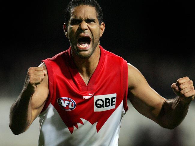 Swans icon Mick O’Loughlin in the iconic Sydney 2005 traditional jumper.