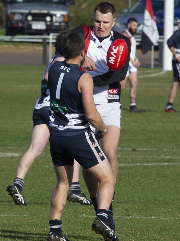 Christies Beach forward Daniel Nobes in action against Noarlunga during the SFL's round one. Picture: James Baker Photography