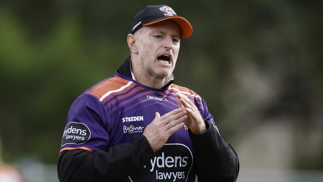 Wests Tigers coach Michael Maguire is off-contract at the end of next season. Picture: Mark Evans/Getty Images