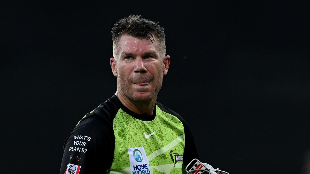 David Warner’s Thunder were blown away by the Hobart Hurricanes. (Photo by Steve Bell/Getty Images)