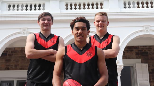 Rostrevor footballers and SA AFL academy members (left to right) Cameron Taheny, Anzac Lochowiak and Joshua Shute. Picture: Supplied.