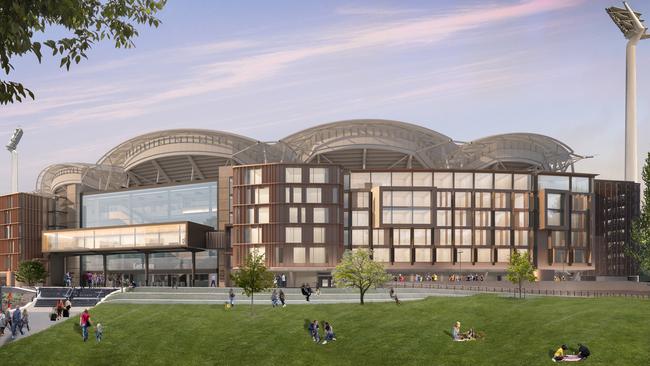 The proposed Adelaide Oval Hotel was revealed on Sunday.