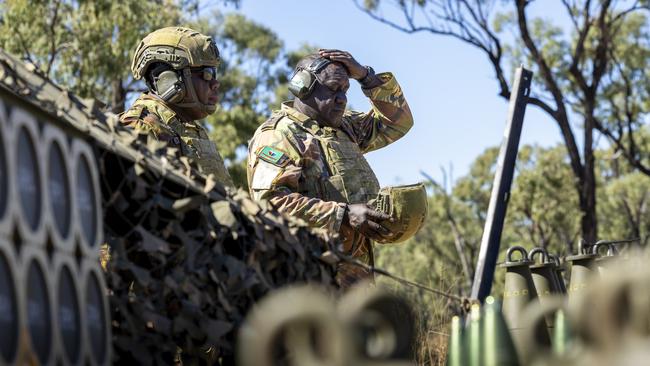 Exercise Brolga Sprint finishes at the Townsville Field Training Area at High Range. A visiting Commanding Officer from the Papua New Guinea Defence Force during live fire training with the 4th Regiment, Royal Australian Artillery. Picture: Supplied.