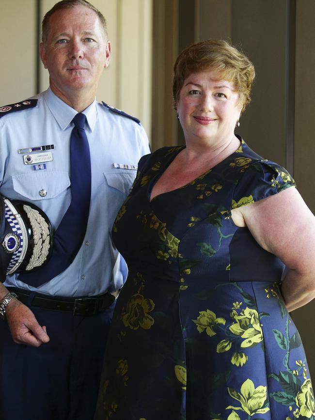 NSW Police Commissioner Mick Fuller with Lindt Cafe siege survivor Louisa Hope. Picture: Justin Lloyd