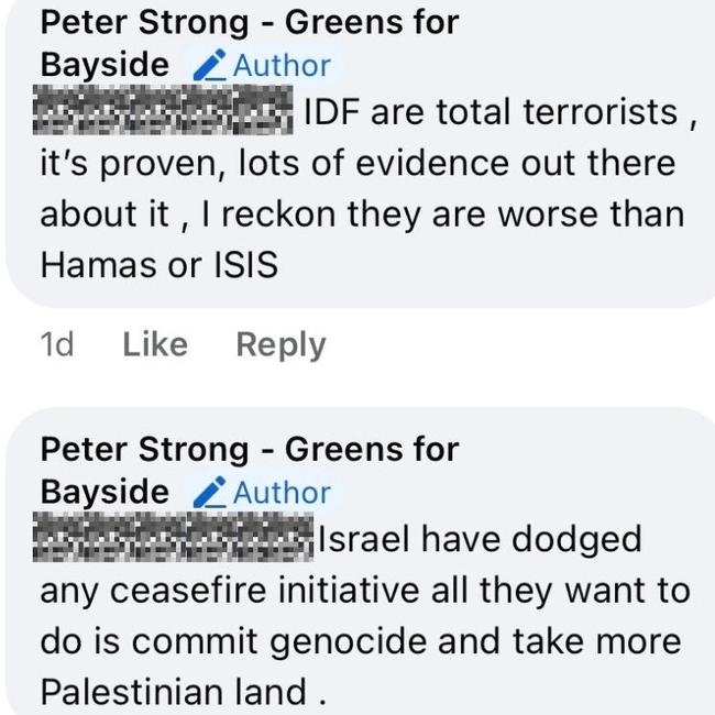 pictured is a comment Peter Strong made on Facebook