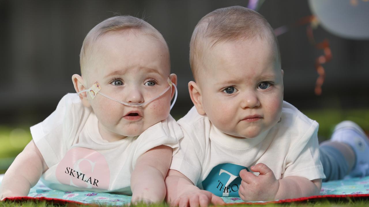 Miracle babies Skylar and Theo. Picture: Alex Coppel