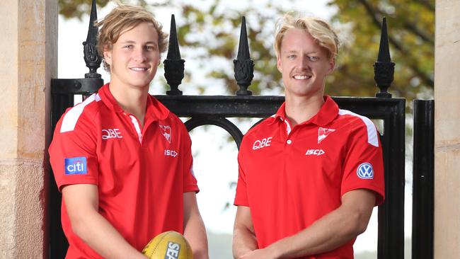 14.2.2016. SA Swans recruits Jordan Dawson and James Rose back in Adelaide after a remarkable path against the AFL , pictured at Scotch College. pic tait schmaal.