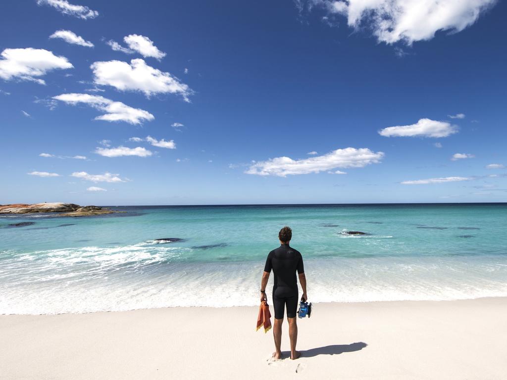 Great Eastern Drive, Tasmania. The Bay of Fires is a bay on the northeastern coast of Tasmania, extending from Binalong Bay to Eddystone Point. Picture: Sean Scott