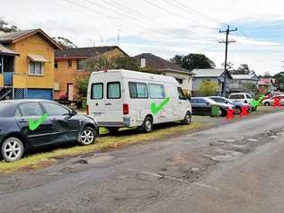 A photo provided by Lismore City Council showing cars legally and illegally parked in Diadem St.