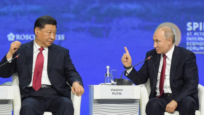 Following UBS’s $4.5bn takeover of Credit Suisse, the next big catalyst could be talks between Ukraine, Chinese President Xi Jinping and Russia’s Vladimir Putin. Picture: Olga Maltseva/AFP