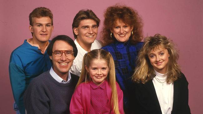 The cast of sitcom Hey Dad! including Robert Hughes (bottom left) and victim Sarah Monahan (next to Hughes).