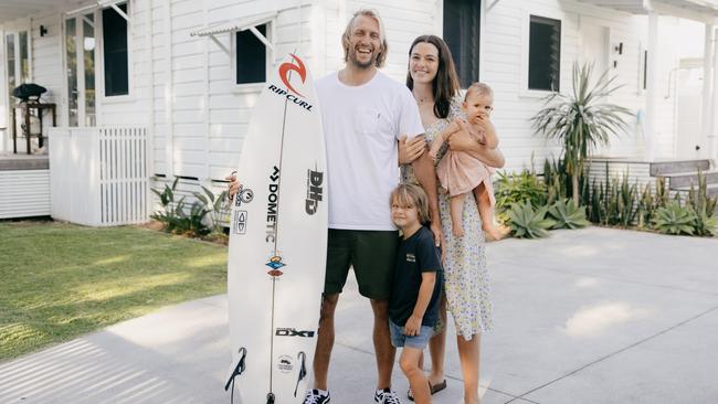 Owen Wright, Kita Alexander and son Vali and daughter Rumi. Pic: Supplied