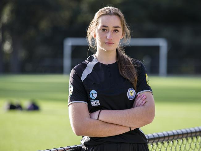 Referee Angelica Georgopoulos, 19, is sick of copping abuse from players. Picture: Dylan Robinson