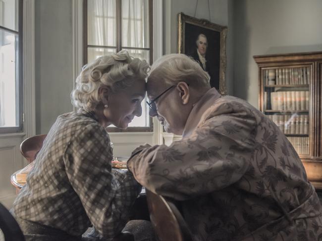 In the uncertain days of WWII, Clementine Churchill (Kristin Scott Thomas) is the PM’s steadiest ally. Picture: Universal Pictures