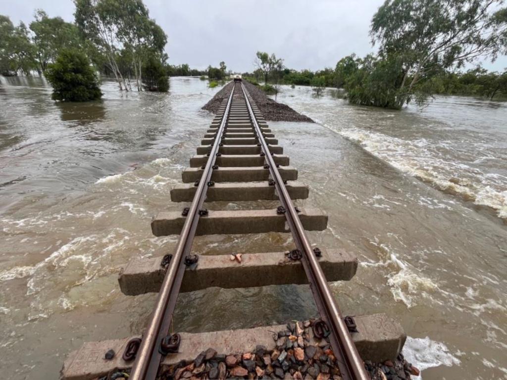 Feb 16: Flood damage on the Mount Isa line. Picture: Queensland Rail