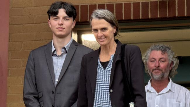 Tahlo Nicholson-Moss (left) was supported in court by his parents. Picture: Dylan Arvela