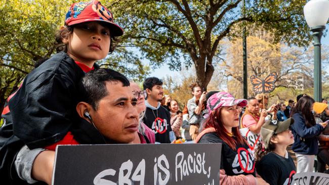 People gathered to protest Texas Senate Bill 4, which would allow state law enforcement officials to detain and arrest migrants suspected of illegally crossing into the U.S. Picture: Brandon Bell/Getty Images/AFP