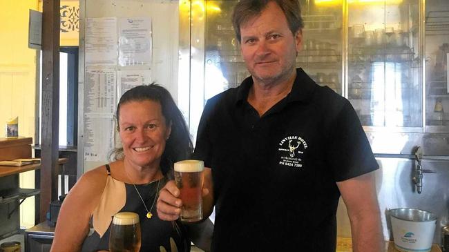 REFRESHING TASTE: Linville Hotel publicans Leah Squire, with Paul Squire. Picture: Contributed