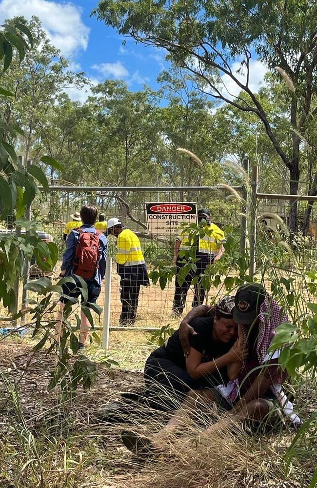 Binybara Camp protesters have been attempting to delay and block land clearing at the Lee Point Defence Housing Australia site for three days. Picture: Uprising of the People/ Instagram