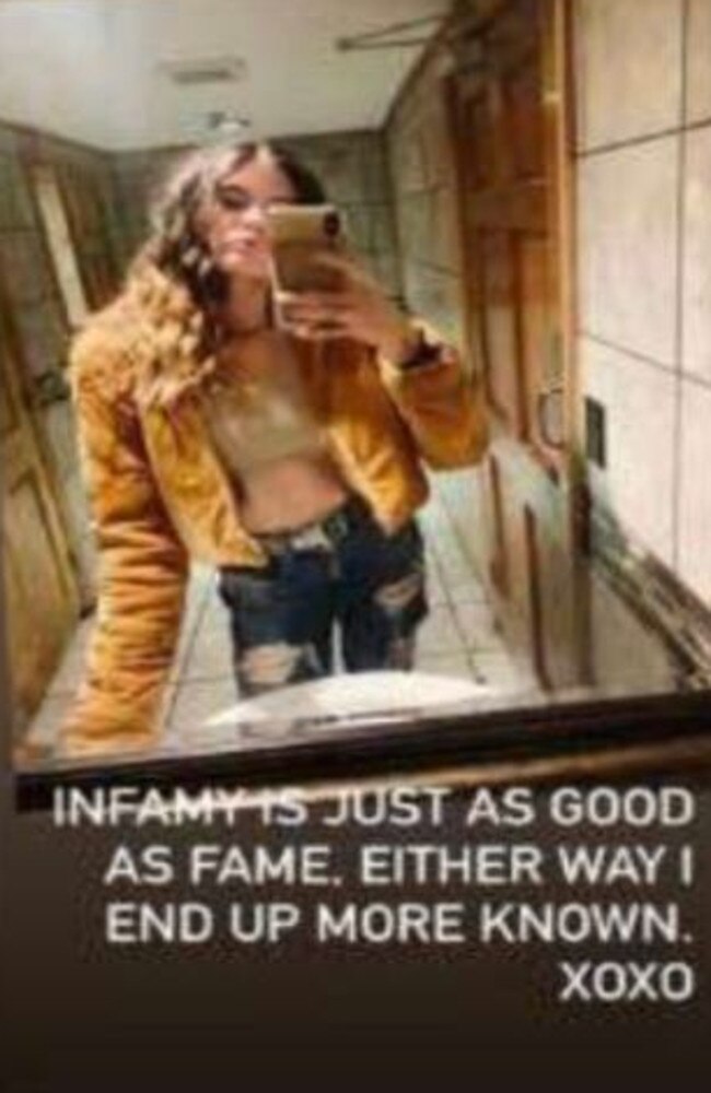 Gracyn Courtright shared a photo claiming ‘Infamy is just as good as fame’ after taking part in the Capitol raid.