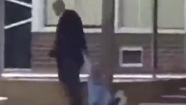 Manor Lakes P-12 College Principal Steve Warner is shown dragging a boy by his arm over concrete. Channel 7