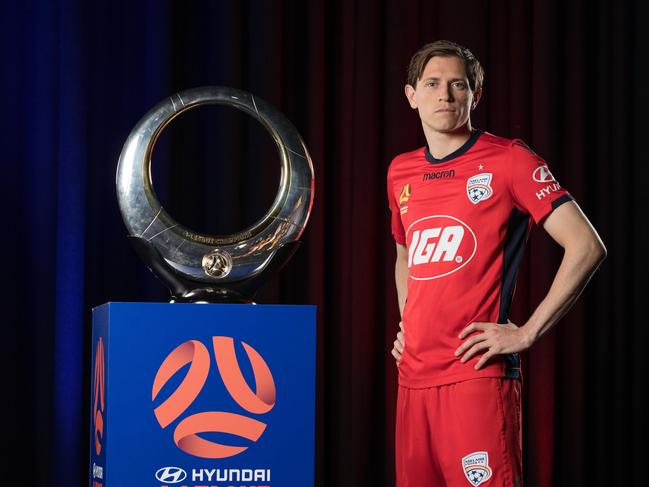 SYDNEY, AUSTRALIA - OCTOBER 15:  Craig Goodwin of Adelaide United poses during the 2018/19 A-League Season Launch at Fox Studios on October 15, 2018 in Sydney, Australia.  (Photo by Mark Metcalfe/Getty Images)