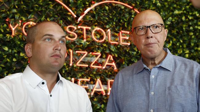 Former Opposition Leader Peter Dutton and Leichhardt candidate Jeremy Neal were both likened to US president Donald Trump during the campaign. Picture: Richard Dobson / Newswire