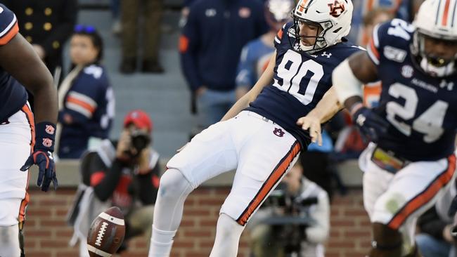 Siposs punting for Auburn University. Picture: AAP/AU Atheletics