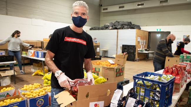 Craig Foster at Addi Road Emergency Food Relief Hub in Marrickville. Picture: Chris Pavlich Photography