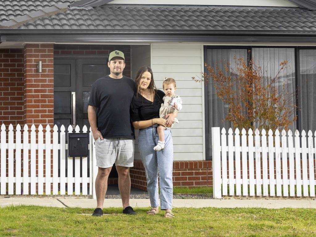 First homebuyers Sam Nielsen-Tuck and Christie-Anne St Guillaume recently bought their first home. Pictured with daughter Amelie age 1. Picture: Wayne Taylor