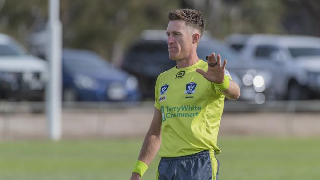 John Howorth umpires on Saturday during the senior match in the Wimmera league. Picture: Shane Roberts.