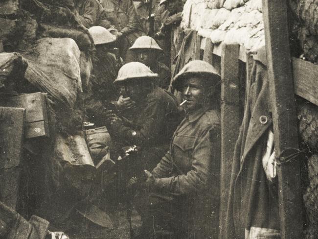 Unauthorised photography on the Western Front was a court-martial offence, but Lance-Corporal Charles Lorking of the 53rd Battalion managed to take this famous picture of his comrades shortly before leaving their trenches to attack. Of the men shown, only three were alive the next day; and all three of them were wounded. AWM A03042