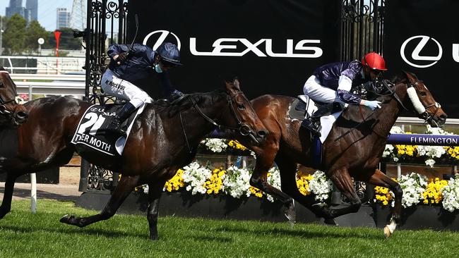 Kerrin McEvoy (left) paid a heavy price for overuse of the whip on Tiger Moth. Picture: Getty Images